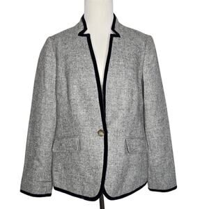 NWT Talbots Wool Schoolboy Blazer Business Gray Tweed Velvet Academia Women 8
